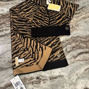 Michael Kors Animal Print Scarf and Hat Set New with Tags